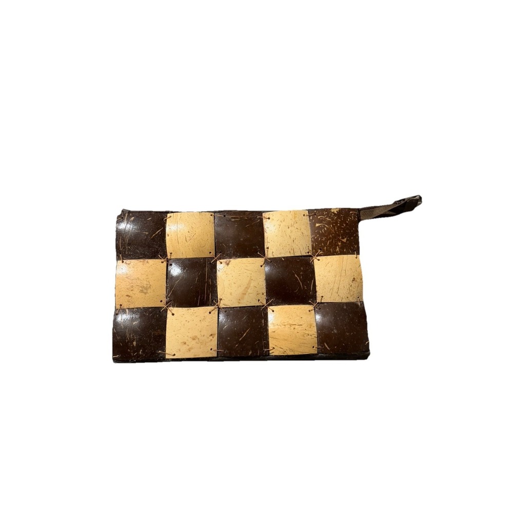 Wooden Checkered Clutch 10" x 6" x 2"